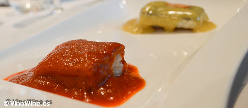Bacalao en degustación al pipil y vizcaína de Restaurante Jauregibarria