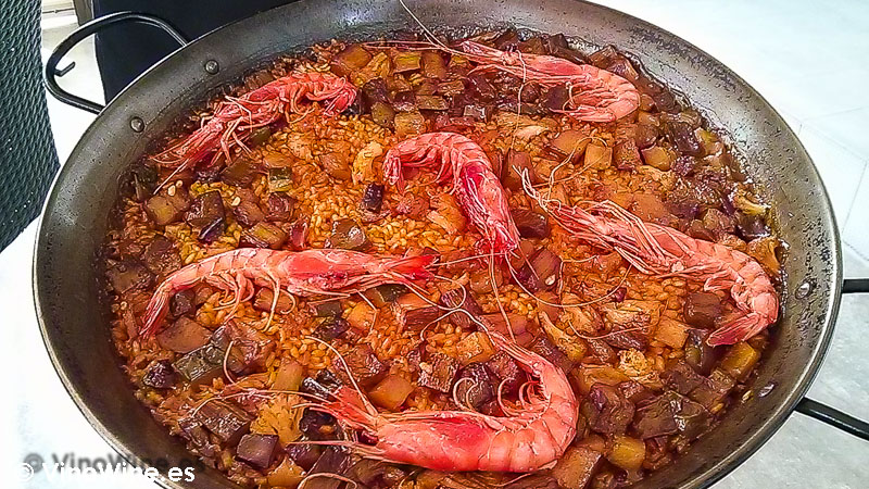Arroz con gamba roja y verdura fresca de La Mar de Arroz de Alicante