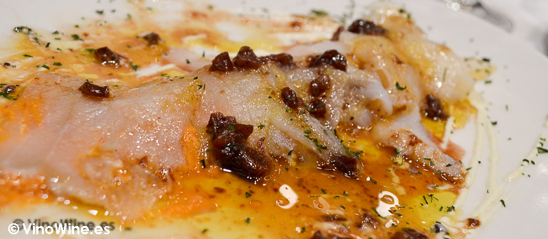 Bacalao con salsa romesco del restaurante Mannix en Campaspero provincia de Valladolid