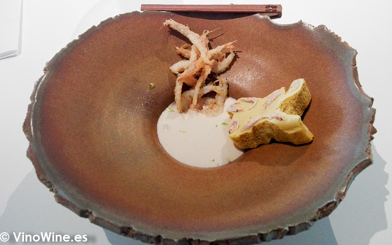 Fosiles de gambas y gambas cristal con emulsiion de oloroso del Restaurante Quique Dacosta en Denia